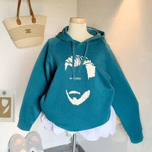 💙 Alif La Next Teal Graphic Cropped Hoodie